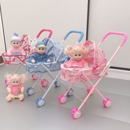 Children's Toy Stroller With Doll Voice Boy Girl Play House Trolley Baby Birthday Gift 1.4 O7WX