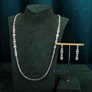 Neriza Jewelry/ชุดเครื่องประดับเพชรสังเคราะห์สร้อยคอ ต่างหู ประกายเทียบเท่าเพชรแท้ NSW003