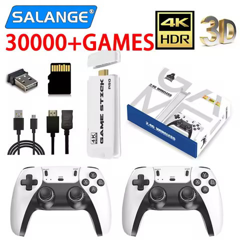 Hot 4K Pro Game Stick 64G 30000+ Video Game Console 2.4G Double Wireless Controller 4K Retro Game TV