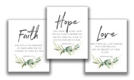 Faith Hope & Love Bible Verse Inspirational Wall Art - Set of 3-11x14 UNFRAMED Prints - A Great Chri