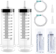 Pack of 2 500 ml Syringe with Hose, Large Syringe Reusable, Plastic Syringe with Cap, Large Capacity