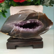 玛瑙钱袋子原皮紫水晶洞 Agate Amethyst Crystal