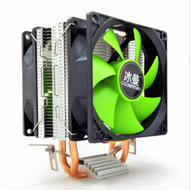 酷月CPU散熱器雙銅管9cm立式靜音AMD115X台式電腦熱管散熱CPU風扇（雙銅管雙風扇不發光）