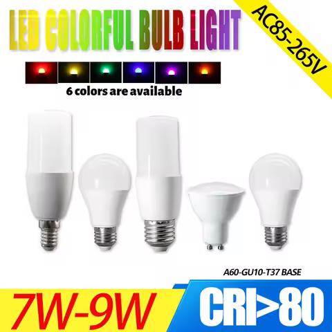 2PCS LED Color light Bulb Lamps AC85-265V E14 E27 GU10 RED Green Blue Yellow Orange Purple lighting