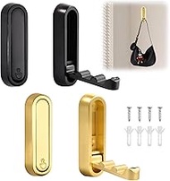 LEONTOOL 4 Pack Folding Coat Hook Wall Mount Heavy Duty Zinc Alloy Foldable Wall Hook, Up to 66 lbs/