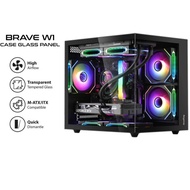 Segotep Brave W1 mATX T.G PC Case With 3 x 120mm ARGB Fans Pre-Installed BLACK / WHITE