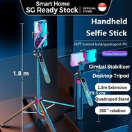 SG🔥 P185 P195 1.8M Selfie Stick With Remote Foldable Tripod Quadruped Stand For Phone Travel Gimbal 