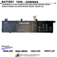 ( ส่งฟรี ประกัน 1 ปี )C31N1843 แบตเตอรี่แล็ปท็อป For Asus VivoBook S14 S432 S432F S432FA S432FL X432