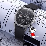 [包順豐] Peanuts Snoopy Timex Marlin Chronograph 40mm Black Leather Strap Watch TW2Y48500 Quartz Watch 