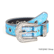 YUEQIN2 Shop Shinning cho Rhinestone thắt lưng Phụ nữ PU Dây đeo bằng da cho Rhinestone thắt lưng ca