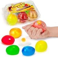 Colorful Eggs Splat and Stick Ball Squishy Toys - 6 Pack - Stress Relief Yolk Squishies - Fun Toy for Stocking Stuffers - Anxiety Reducer Sensory Play, Basket Stuffers for Kids