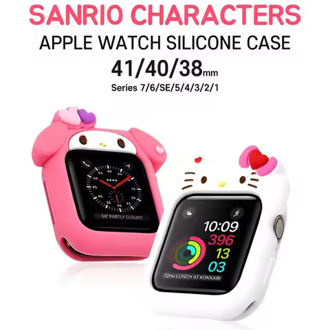 Sanrios Hellokitty Kuromi Silicone Cover for Apple Watch Series3 4 5 6 Se 7 38Mm 40Mm 41Mm Accessori