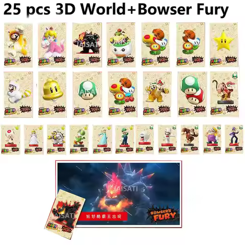 Super 3D World Bowser’s Fury cat peach Bowser Jr card Unlock props for switch