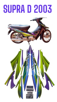 Striping honda supra 2003 | lis bodi motor supra lama/Striping supra 2003 hitam hijau