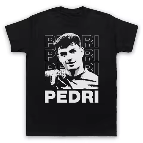 PEDRI Spanish Championship Tribute Cup Football Graphic T-Shirt - Unisex Black Casual Short Sleeve