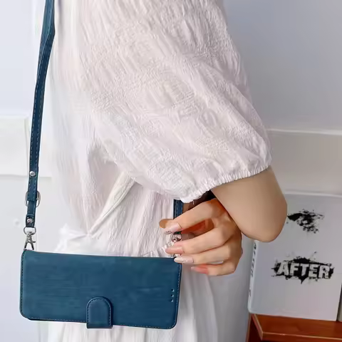 Strap Lanyard Crossbody Case For Samsung Galaxy Z Fold5 Fold4 Fold3 Fold 5 4 3 Wallet Leather Flip C