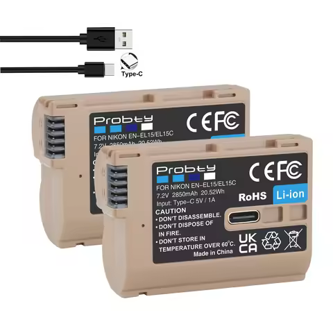 Capacity 2850mAh EN-EL15C EN EL15C Battery Type-C input port for Nikon Z5, Z6, Z6 II, Z7, Z7II D780,