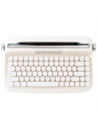 Yunzii Actto B303 無線打字機鍵盤,復古 Bt 美學鍵盤,內置機架可用於多設備 (b303, 牛油白色)