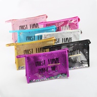 Korean Style Pvc Cosmetic Bag Printing Ogo Clutch Splash-Proof Glitter Transparent Cosmetic Bag EYUE