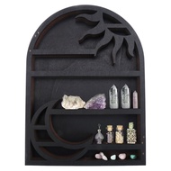 Wood Storage Shelf - Stylish and Practical Wall Shelf Crescent Sun and Moon Crystal Shelf