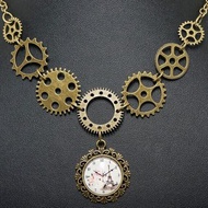 蒸汽朋克銅錶盤手錶零件齒輪項鍊首飾配件禮物