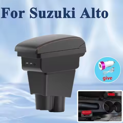 For Suzuki Alto HA37S 97S Center Console StorageBox Black PU Leather Armrest Organizer Interior Desi