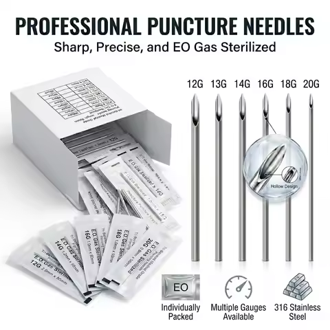 100-5pcs Piercing Needles Disposable 12G 14G 16G 18G 20G Sterile Ear Nose Septum Lip Sharp Hollow Bo