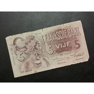 Uang Kertas Kuno 5 Gulden Seri Wayang Tahun 1939 Poor DY01012