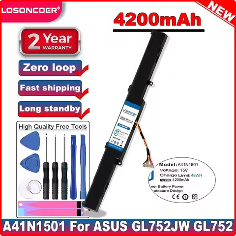 4200mAh A41N1501 Good Quality Battery for ASUS GL752JW GL752 GL752VL GL752VW N552 N552V N552VW N752 