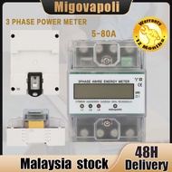 Ready Stock🚚3 Phase Power Meter 220/380V 5-80A Energy Consumption Digital Electric Power Meter 4P KW