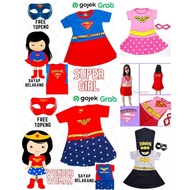 Girls' Costume superhero Dress batgirl capgirl spidergirl supergirl Latest Free Mask Superhero Costu