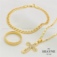 SHAYNE Jewelry 18K Bangkok Gold 3in1 Pendant Necklace Bracelet Ring Set for Women set-234