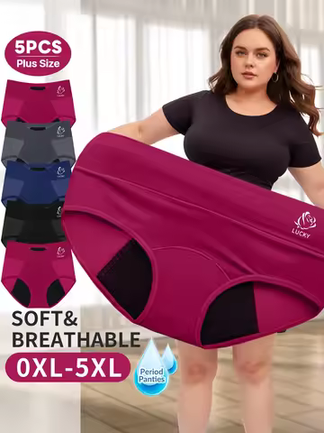 5pcs Breathable Period Underwear Knickers Waterproof Women's Panties Plus Size Period Panties for Wo