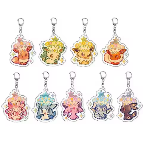 Pokemon Acrylic Keychain Cosplay Eevee Glaceon Espeon Umbreon Jolteon Flareon Vaporeon Key Chains ba