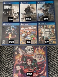 PS4 games遊戲碟 (Nier Automata/Resident Evil 5/ 鬼滅之刃/Overcooked/FIFA/NBA/GTA5/Monster Hunter)