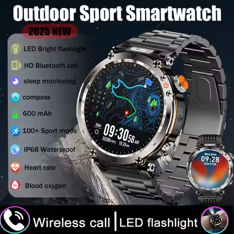 Outdoor sports smartwatch 650mAh battery 1.73-inch AMOLED screen men's watch compass 10ATM waterproo