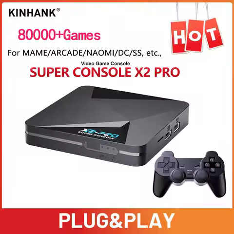 KINHANK Super Console X2 Pro Game Box Retro Video Game Console 100000 Video Games for SS/MAME/DC/NAO