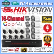 HIKVISION ColorVu 16-CHANNEL 5.0MP 16CH CCTV Full HD 5MP HIK 1920P DVR+Camera Set Full Time Colour