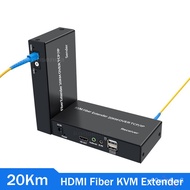 20Km HDMI Fiber KVM Extender over Sing SC Fiber Cable 1080P HDMI B KVM Fiber Optical Transceiver Video Audio Extender Tr