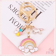 ✪ Rainbow Cloud & Unicorn Flower Keychains ✪ 1Pc Dreamy Fashion KeyRing Metal Pendant Bag Accessorie