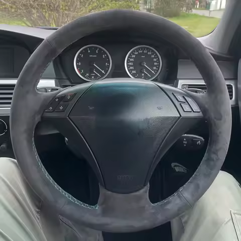 Car Steering Wheel Cover Anti-Slip Suede Steering Wheel Braid For BMW E60 (Sedan) E61 (Touring) 530