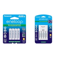 Panasonic BK-4MCCA8BA eneloop AAA 2100 Cycle Ni-MH Pre-Charged Rechargeable Batteries, 8 Pack & Adva