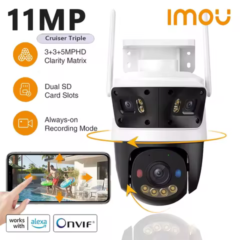 IMOU Cruiser Triple 11MP Lens Outdoor Camera 2 Red-Bule Warning Light WiFi Camera Vehicle Human Dete
