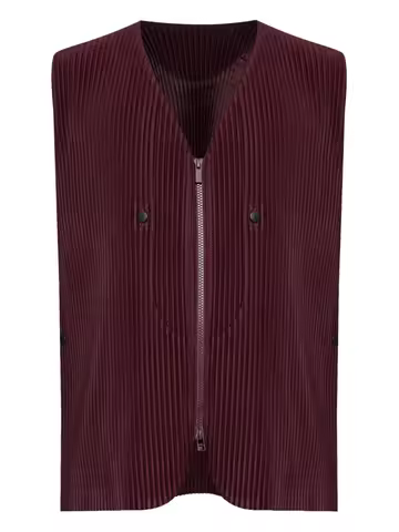 Miyake Homme Plisse Quarry Pleated Zip-up Gilet Multiple Pockets Coat Vest