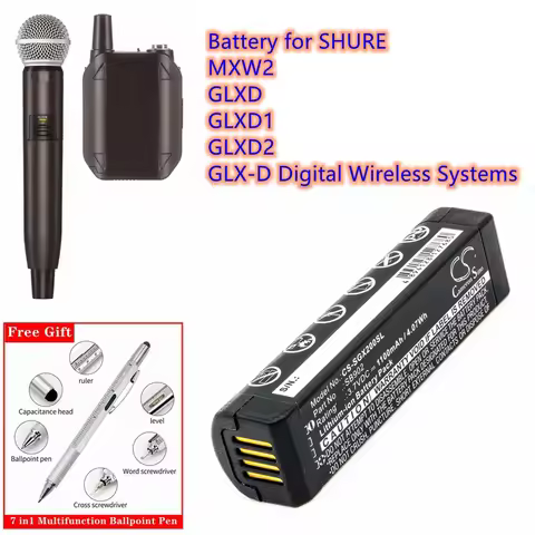 Cameron Sino Battery 3.7V/1100mAh SB902, SB902A for SHURE GLX-D Digital Wireless Systems, GLXD1, GLX