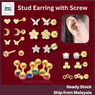 Helix earring Stud Earring with ball screw Fashion Earring with ball end (1 pair)