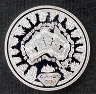 2000年 澳洲奧運會 地圖紀念銀幣 1盎司.999銀