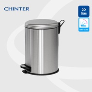 CHINTER F-0336 ถังขยะเท้าเหยียบสแตนเลสทรงเหลี่ยม (Soft close) ขนาด 40 ลิตร สีเมทัลลิก