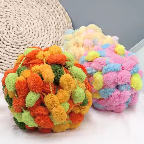 1Pc 130g 25m 984in Colorful Thick Ball Yarn Rainbow Pom Pom polyester Yarn for Knitting Blanket Cush