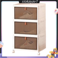 3/4 Tier Stackable Storage Boxes with Lids,Sturdy PP Matterial, Foldable Plastic Storage Unit for To